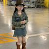 Comercio Exterior Ropa Infantil al por Mayor Trajes para Niñas Primavera y Otoño Nueva Chaqueta de Mezclilla Lavada Estilo Antiguo para Niños Traje con Falda Plus