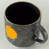 Caneca de Cerâmica Escama de Peixe Personalizada com Logo Estilo Retrô Grande Capacidade Selo de Cobre Caneca de Cerâmica Nova Colorida Presente Caneca de Café