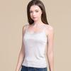 Camisola de Seda Huaye para Mujer Ropa Exterior con Fondo Chaleco de Encaje Versátil Top sin Mangas de Seda de Morera Verano