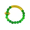 Báculo Vajra Cien Bendiciones Tubo Curvo Pulsera de Calcedonia Verde Método Antiguo Oro de Arena Cuentas Redondas Chapado en Cobre Dorado Joyería de Mano Retro Estilo Nacional para Mujer