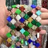 14mm Piedra Natural Cristal Ágata Plano Trébol de Cuatro Hojas Pulsera DIY Collar Accesorios de Joyería Productos Semiacabados Venta al por Mayor
