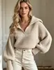 Suéter curto de tricô feminino Amazon transfronteiriço europeu e americano outono e inverno novo estilo casual preguiçoso manga lanterna solta