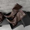 Botas de Caballero para Mujer, Botas Altas, Nuevo Estilo Invierno 2025, Punta Cuadrada, Tacón Medio, Botas Altas hasta la Rodilla sin Cierre, Botas de Pierna Recta para Mujer