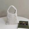 Bolso de red de pesca hueca con cuerda de algodón, bolso de mujer tejido a mano colorido para primavera y verano, bolso de algodón, bolso de hombro, bolso de playa