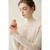 Suéter de cachemira 100% pura para mujer para otoño e invierno, con tejido de punto de doble hebra de siete agujas, diseño engrosado, cuello semi-alto y estilo de manga raglán