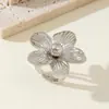 Venta Caliente Transfronteriza Anillo Abierto Dorado con Textura de Flor Retro Anillo Floral de Alto Diseño para Mujer