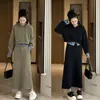 Coletes femininos de outono plus size combinam saia slim de estilo estrangeiro que rejuvenesce e emagrece mm200 kg moda duas peças femininas