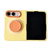 Funda magnética para teléfono con patrón de ondas, color sólido, compatible con Apple 18DUO, iPhone Duo, con cordón, a prueba de caídas y elegante