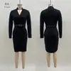 Website independente transfronteiriço 2025 Coleção outono europeia e americana nova: Elegante vestido de manga comprida estilo francês com cintura marcada e silhueta que abraça o quadril