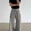 Pantalones de lino plisados estilo A, retro americano, old money, para hombre, corte limpio recto, fluidos, estilo old money