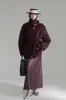 Abrigo de Terciopelo de Nube y Mohair con Cuello Alto, Diseño Minimalista para Mujer, Abrigo de Lana Holgado, Nuevo Abrigo de Otoño e Invierno