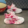 Zapatillas Infantiles Primavera/Verano Niñas Niños Zapatillas de Correr con Botón Malla Transpirable Zapatos Casuales para Niños Medianos y Grandes Zapatillas de Baloncesto