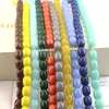 Cuentas cilíndricas de vidrio de 9*8 mm, color porcelana, imitación jade, forma de barril, pequeñas cuentas de azufaifa multicolor, accesorios para joyería DIY