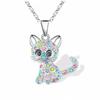 Colgante de diamantes con forma de gato de colores lindos, joyería sencilla, collar de dibujos animados de animales europeos y americanos para niños