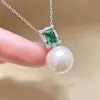 Acessórios DIY Prata de Lei S925 Estilo Maduro Pingente de Pérola Montagem Colar com Diamante Verde Montagem de Prata Produto Semi-Acabado para Mulheres 8-13