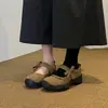 Sapatos Mary Jane de Sola Grossa com Aumento de Altura de 4,5cm, Corte Baixo, Femininos, Novo Estilo Primavera 2026, Sola Plataforma Cuña, Bico Redondo, Corte Profundo, Sapatos de Salto Único