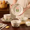 Bol de Cerámica de Alto Valor Bajo Esmalte Bol para Arroz Plato Vajilla Set Plato para Sopa Bol con Doble Asa Vajilla de Cerámica Regalo de Inauguración