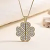 Aogu Moda Transfronteriza Lujo Accesible Chapado en Cobre Oro de 18 Quilates Full Zirconio Geométrico Collar con Colgante para Mujer Nicho de Gama Alta Collar Nuevo