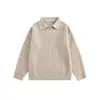Yidao Roupas Vintage 2026 Outono Novo Vintage Cor Sólida Gola Polo Suéter de Tricô Unissex Solto Versátil Suéter Pulôver