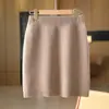 Falda corta bodycon de cintura alta 100% lana para mujer, corte ajustado, de punto, estilo coreano, color liso, elástica, adecuada para ir al trabajo