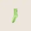 Meias de Primavera e Verão com Design de Rosto Sorridente Dopamina, Meias Femininas de Cano Médio, Estilo College, Cor Sólida, Listra Vertical Esportiva, Meias Absorventes de Suor e Respiráveis