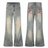 Moda 2026 Tendencia Decoración de Perlas Cintura Media Bordado Desgastado Ligero Acampanado Pantalones Casuales Al Por Mayor 10