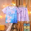 Pijama Infantil Verão Manga Curta Meninos Fino Fofo Princesa Crianças Médias e Grandes Meninas Desenho Animado Pijama Conjunto de Roupas para Casa