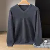 Nova base de malha de cashmere para outono e inverno, suéter de cor sólida moderno, simples, casual, quente, adequado para negócios e deslocamento para homens