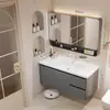 Gabinete de baño de aluminio de panal engrosado con lavabo de cerámica integrado y unidad de tocador