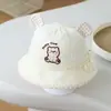 Sombrero de Cubo a Cuadros con Oso para Bebés, Sombrero de Pescador Lindo y Adorable para Primavera y Otoño, Sombrero con Protección Solar para Bebés Pequeños