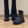 Botas de Nieve Estilo Británico de Suela Gruesa para Aumentar la Altura con Forro de Felpa para Mujer Invierno Nuevas Versátiles para el Trabajo Punta Redonda Tacón Grueso Botas Martin Botines Cortos