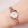 Relógio Feminino Gedi de Aço Rosa Dourado Cravejado com Diamantes Versátil à Prova d'Água Relógio de Pulso Moderno Transfronteiriço