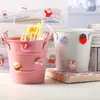 Recipiente de Canetas de Ferro Forjado Criativo Caixa de Armazenamento de Mesa para Estudante Barril de Canetas de Escritório Coração de Menina Enfeites Simples Ins Fofo
