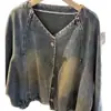 Chaqueta Superior Informal Versátil Elegante de Estilo Nuevo para Primavera y Otoño Tallas Grandes, Chaqueta de Mezclilla Versátil Corta Retro Talla Grande para Mujer