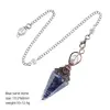 Péndulo de Cristal Transfronterizo con Piedra Triturada y Resina, Color Cobre Rojo Antiguo, Cono Hexagonal de Punta Única, Accesorio de Yoga y Meditación, Péndulo de Frecuencia Ajustable