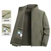 Chaqueta fina para hombre para exteriores transfronteriza con cuello alto, tejido transpirable repelente al agua, bolsillo interior, corte holgado, chaqueta de talla grande