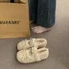 Zapatos individuales de felpa esponjosa para mujer, zapatos de nieve suaves para exteriores de invierno 2026, zapatos de algodón cálido de felpa para la brisa nocturna