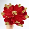 Cabezas de Flores Artificiales Personalizadas Decoraciones Navideñas Guirnalda de Navidad Arreglo Floral Adornos Decorativos Cruz de Terciopelo Mejor Vendido Transfronterizo Flores de Navidad