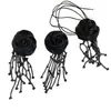 Collar y Pendientes de Malla con Flores y Borlas Estilo Puro Deseo Soñador Accesorios Dulces Súper Hada para el Cuello Joyería de Alta Calidad