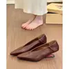 Zapatos de mujer de estilo francés con punta fina, tacón de cuña retro, para primavera y otoño, elegantes, sin cordones, tacón alto, tipo abuela