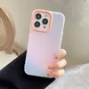 Para iPhone16 funda de teléfono móvil degradado láser 15 mate manzana 14 color transparente 13 marco de lente 11 colorido