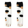 Meias de Neve Coral Fleece Outono Lunar Novembro Meias de Neve Meias de Gato Fofas Toalha Engrossada Meias de Dormir de Chão Quentes