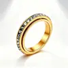 Fabricante Direto Suprimento em Estoque Venda Quente Transfronteiriça Anel Rotativo Quadrado de Diamante 4mm para Mulheres Joias Completas de Diamante em Aço Inoxidável