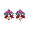 Brincos Flor de Diamante Colorido Elegante Retrô Europeu e Americano Moda Alto Padrão Liga de Zinco Flor de Diamante Brincos Transfronteiriços para Mulheres