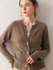 25 Cardigan de Cachemira de Cuello Semiabierto Otoño e Invierno para Mujer, Suelto, Estilo Perezoso, Chaqueta Tejida de Manga Larga con Bolsillo, Suéter de Cachemira, Camiseta Base