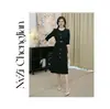 Ai Shangchen Vestido Azul para Mujer 2025 Nueva Llegada Primavera Borde de Oreja Color de Contraste Sencillo Color Sólido Manga Larga Mono Falda