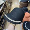 Sombrero de Pescador de Rafia con Borde Enrollado Estilo Francés para Mujer, Vacaciones de Verano, Adelgazante de Rostro, Sombrero de Paja con Pequeña Hendidura, Sombrero de Sol para la Playa