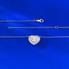 Mu Jing Joyería Transmisión en Vivo Nuevo Collar de Plata S925 de 7*9mm en Forma de Corazón con Piedras Alrededor, Cadena para Clavícula, Elegante y Versátil con un Toque de Alta Gama