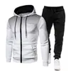 Conjunto com Zíper Estampa de Bolinhas, Moletom Esportivo Unisex com Forro de Fleece para Outono e Inverno e Calça de Moletom, Conjunto Esportivo Masculino