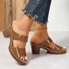 Zapatillas de Tacón Alto de Una Línea Ligeras de Talla Grande para Mujer Comercio Exterior Europeo y Americano Hebilla con Patrón de Piedra Transfronterizo Sandalias de Tacón Grueso Wish